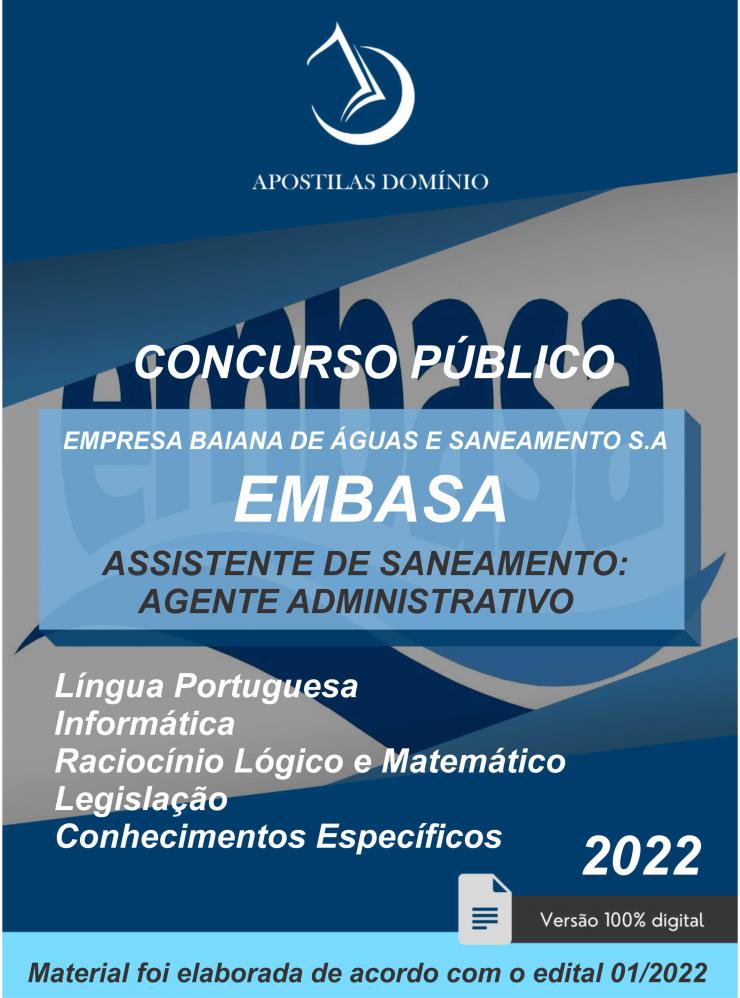 Apostila Apostila EMBASA 2022 - Assistente de Saneamento - Agente Administrativo