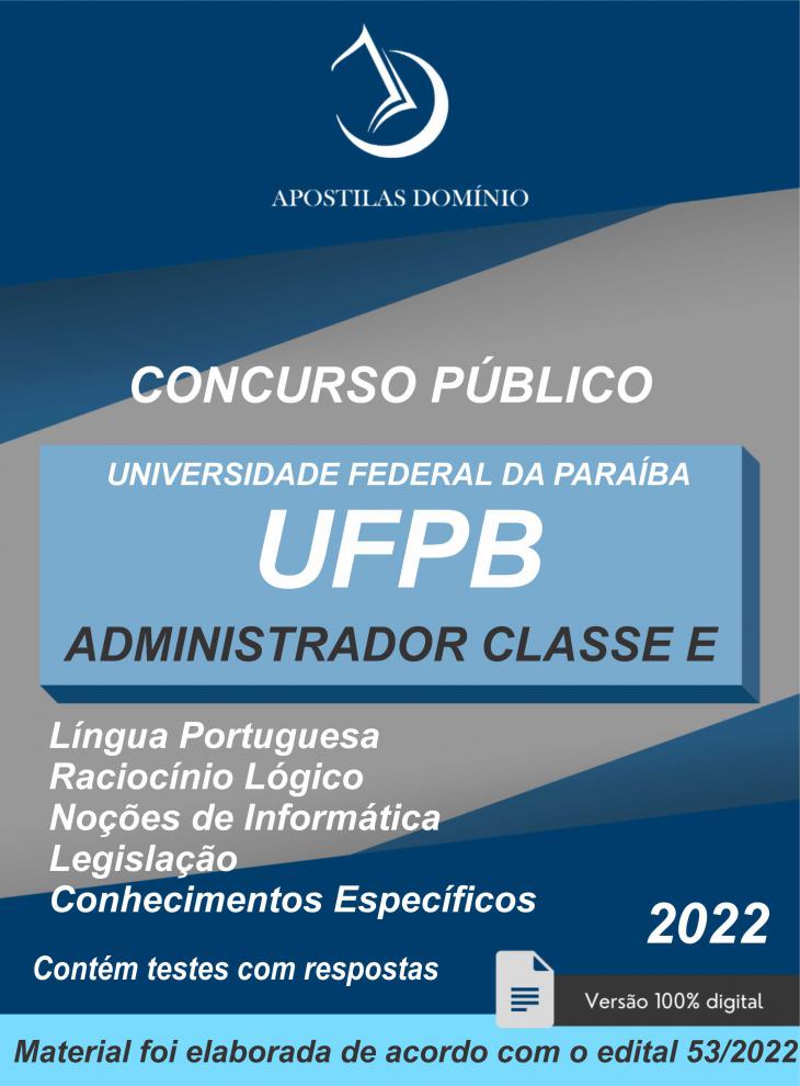 Apostila Apostila UFPB 2022 - Administrador Classe E