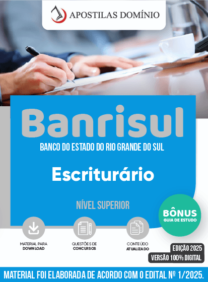 Apostila Apostila BANRISUL 2025 - Escriturário