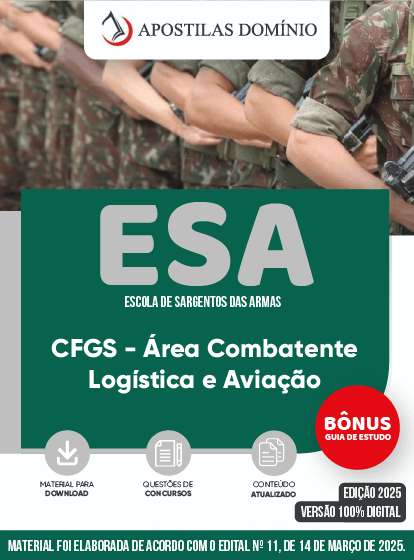 Apostila Apostila ESA 2025 - Curso de Formação de Sargento - Combatente/Logística e Aviação