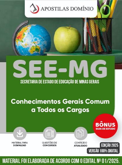 Apostila Apostila SEE-MG 2025 - Conhecimentos Gerais Comum a Todos os Cargos