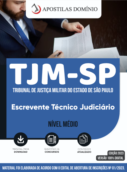 Apostila Apostila TJM-SP 2025 - Escrevente Técnico Judiciário