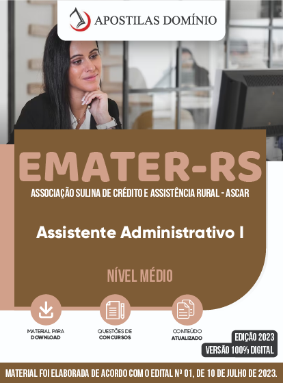 Apostila Apostila EMATER-RS 2023 - Assistente Administrativo I