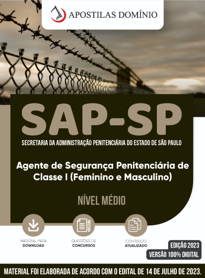 Apostila Apostila SAP-SP 2023 - Agente de Segurança Penitenciária de Classe I