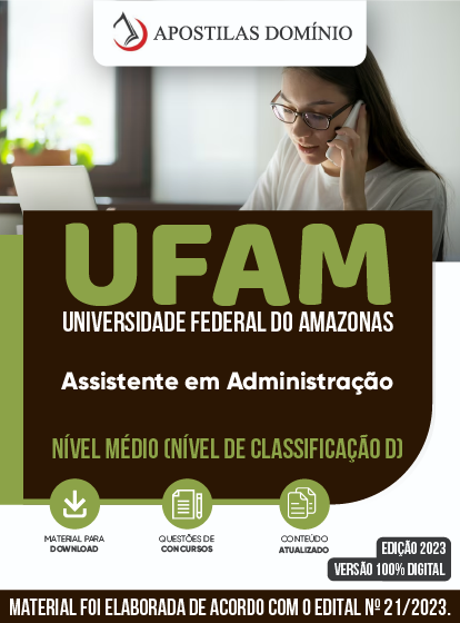 Apostila Apostila UFAM 2023 - Assistente em Administração - Nível de Classificação D