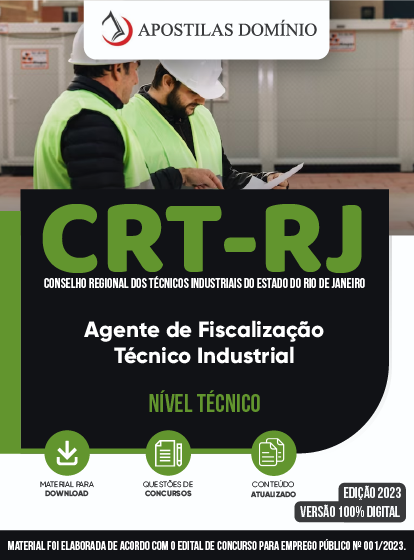 Apostila Apostila CRT-RJ 2023 - Agente de Fiscalização Técnico Industrial