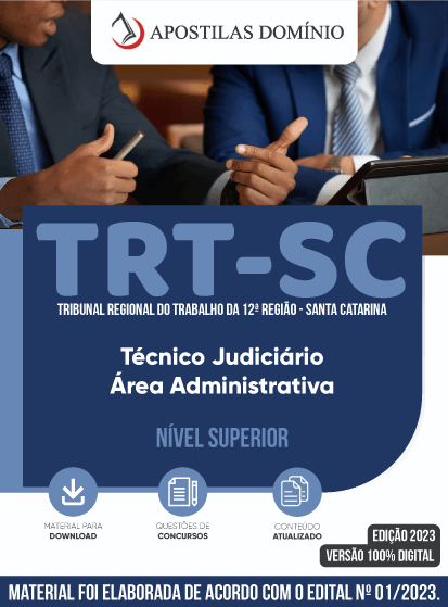 Apostila Apostila TRT-SC 2023 - Técnico Judiciário  Área Administrativa