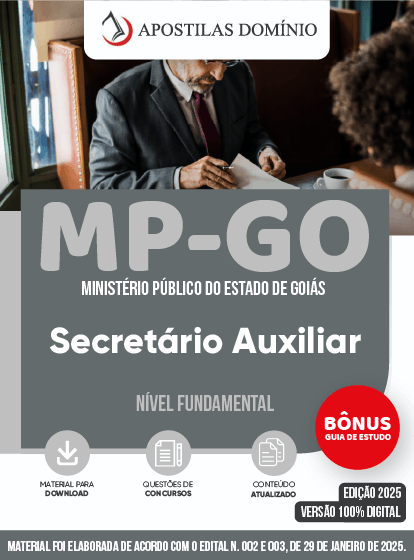 Apostila Apostila MP-GO 2025 - Secretario Auxiliar