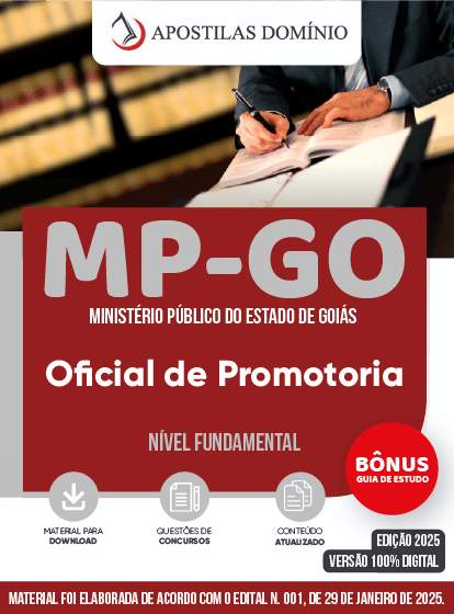 Apostila Apostila MP-GO 2025 - Oficial de Promotoria