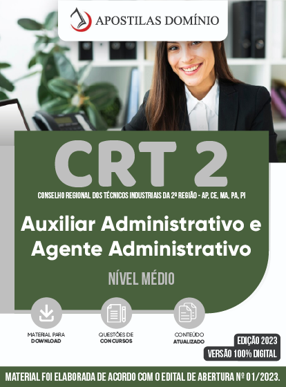 Apostila Apostila CRT 2 2023 - Auxiliar Administrativo e Agente Administrativo