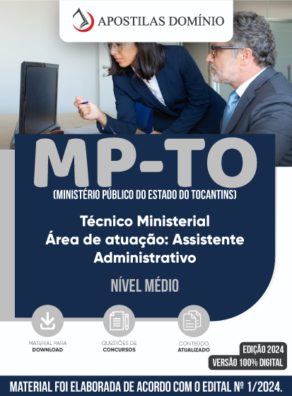 Apostila Apostila MP-TO 2024 - Técnico Ministerial – Área de atuação: Assistente Administrativo