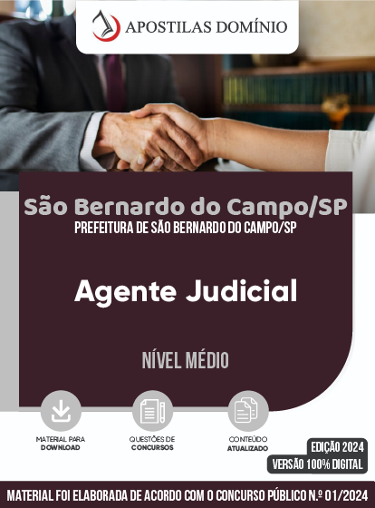 Apostila Apostila Prefeitura de São Bernardo do Campo/SP 2024 - Agente Judicial