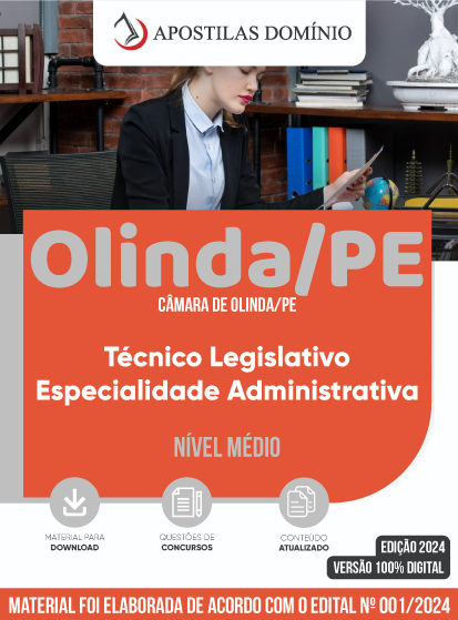 Apostila Apostila Câmara de Olinda/PE 2024 - Técnico Legislativo - Especialidade Administrativa