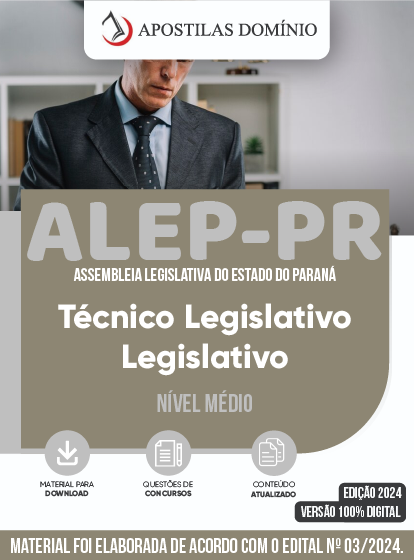 Apostila Apostila ALEP-PR 2024 - Técnico Legislativo - Legislativo