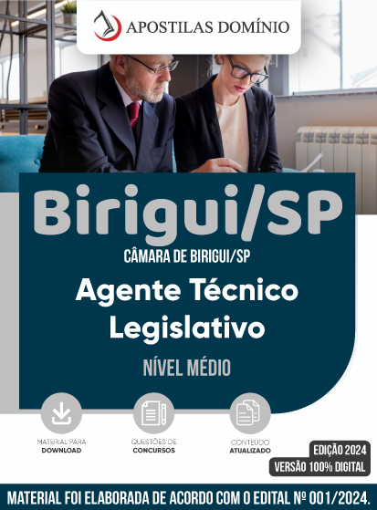 Apostila Apostila Câmara de Birigui/SP 2024 - Agente Técnico Legislativo