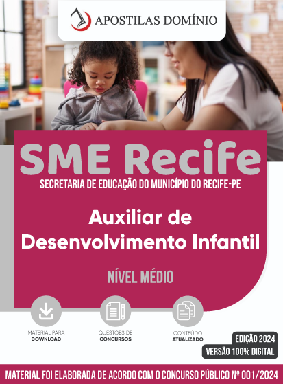 Apostila Apostila SME Recife 2024 - Auxiliar de Desenvolvimento Infantil