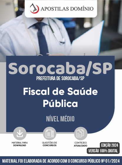 Apostila Apostila Prefeitura de Sorocaba/SP 2024 - Fiscal de Saúde Pública