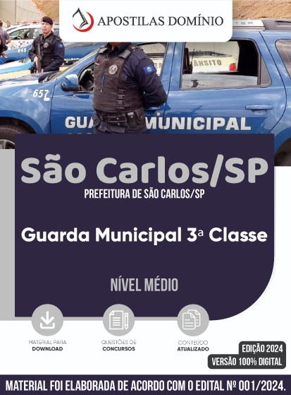 Apostila Apostila Prefeitura de São Carlos/SP 2024 - Guarda Municipal 3ª Classe