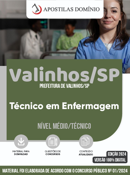 Apostila Apostila Prefeitura de Valinhos/SP 2024 - Técnico em Enfermagem