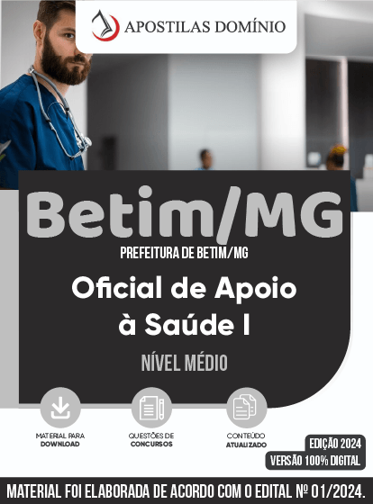 Apostila Apostila Prefeitura de Betim/MG 2024 - Oficial de Apoio à Saúde I