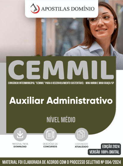 Apostila Apostila CEMMIL 2024 - Auxiliar Administrativo