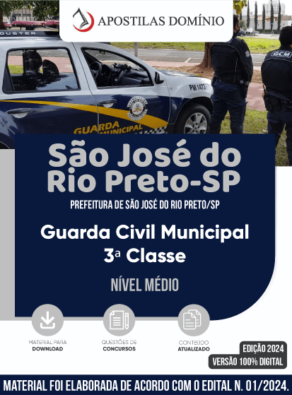 Apostila Apostila Prefeitura de São José do Rio Preto/SP 2024 - Guarda Civil Municipal 3ª Classe
