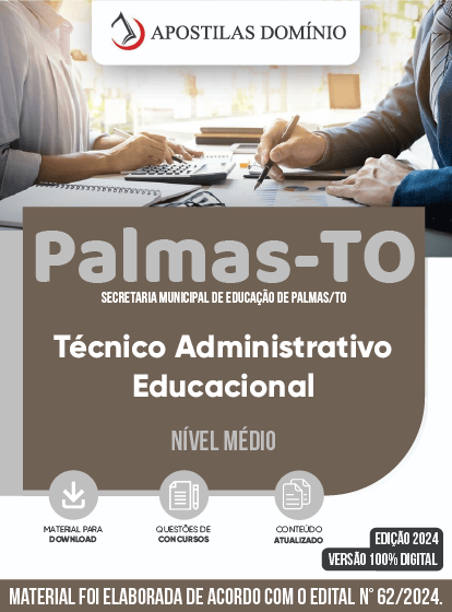 Apostila Apostila Prefeitura de Palmas/TO 2024 - Técnico Administrativo Educacional