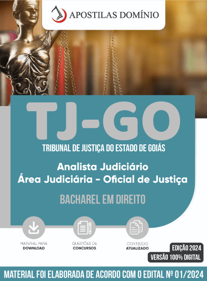 Apostila Apostila TJ/GO 2024 - Analista Judiciário - Área Judiciária - Oficial de Justiça