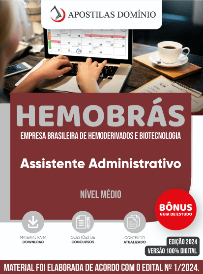 Apostila Apostila HEMOBRÁS 2024 - Assistente Administrativo