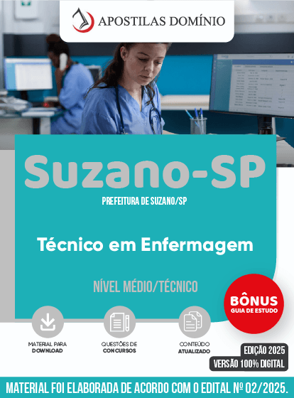 Apostila Apostila Prefeitura de Suzano/SP 2025 - Técnico em Enfermagem