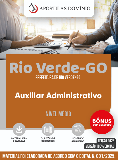 Apostila Apostila Prefeitura de Rio Verde-GO 2025 - Auxiliar Administrativo