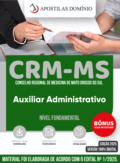 Apostila Apostila CRM-MS 2025 - Auxiliar Administrativo