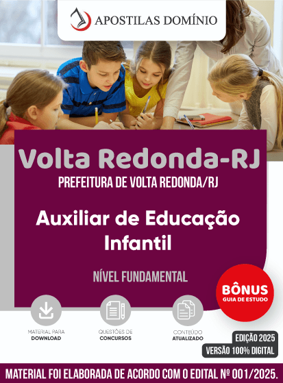 Apostila Apostila Prefeitura de Volta Redonda/RJ 2025 - Auxiliar de Educação Infantil