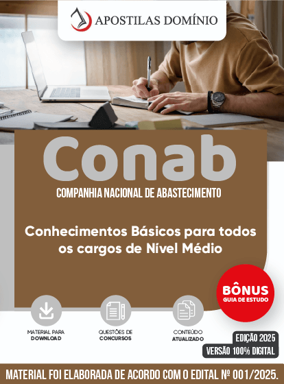 Apostila Apostila Conab 2025 - Conhecimentos Básicos para todos os cargos de Nível Médio
