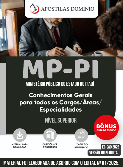 Apostila Apostila MP-PI 2025 - Conhecimentos Gerais - para todos os Cargos/Áreas/Especialidades