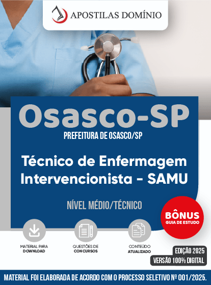 Apostila Apostila Prefeitura de Osasco/SP 2025 - Técnico de Enfermagem Intervencionista
