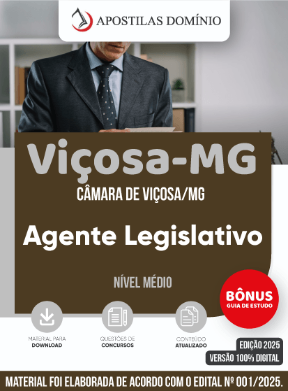 Apostila Apostila Câmara de Viçosa/MG 2025 - Agente Legislativo