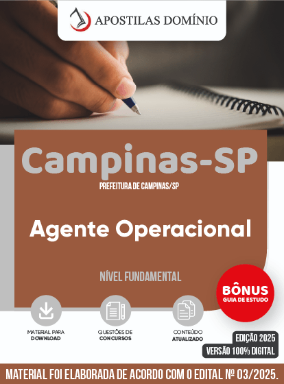 Apostila Apostila Prefeitura de Campinas/SP 2025 - Agente Operacional