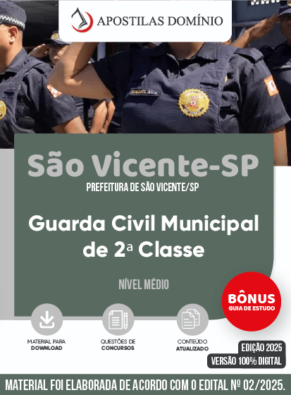 Apostila Apostila Prefeitura de São Vicente/SP 2025 - Guarda Civil Municipal de 2ª classe