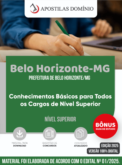 Apostila Apostila Prefeitura de Belo Horizonte/MG 2025 - Conhecimentos Básicos para Todos os Cargos de Nível Superior