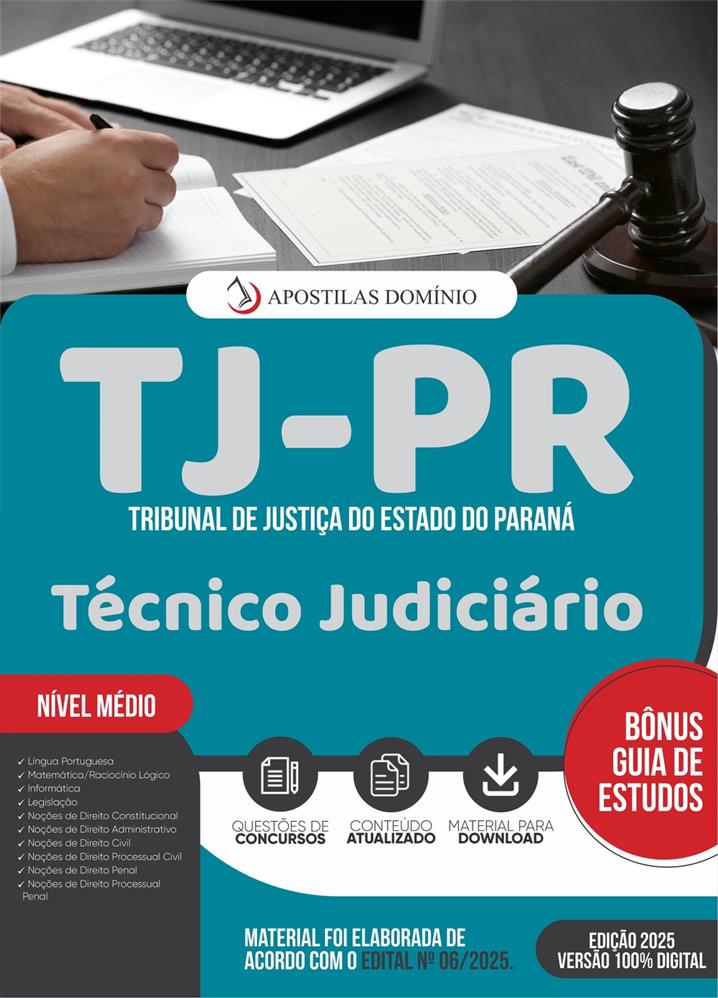 Apostila Apostila TJ/PR 2025 - Técnico Judiciário